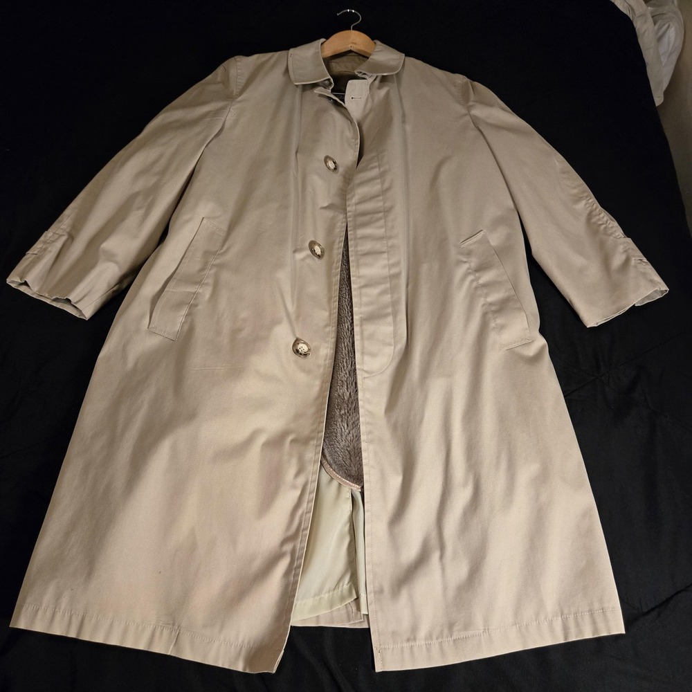 Weather Topper Harbor Master Trench Coat Mens 40L Tan Excellent Zip Out Liner